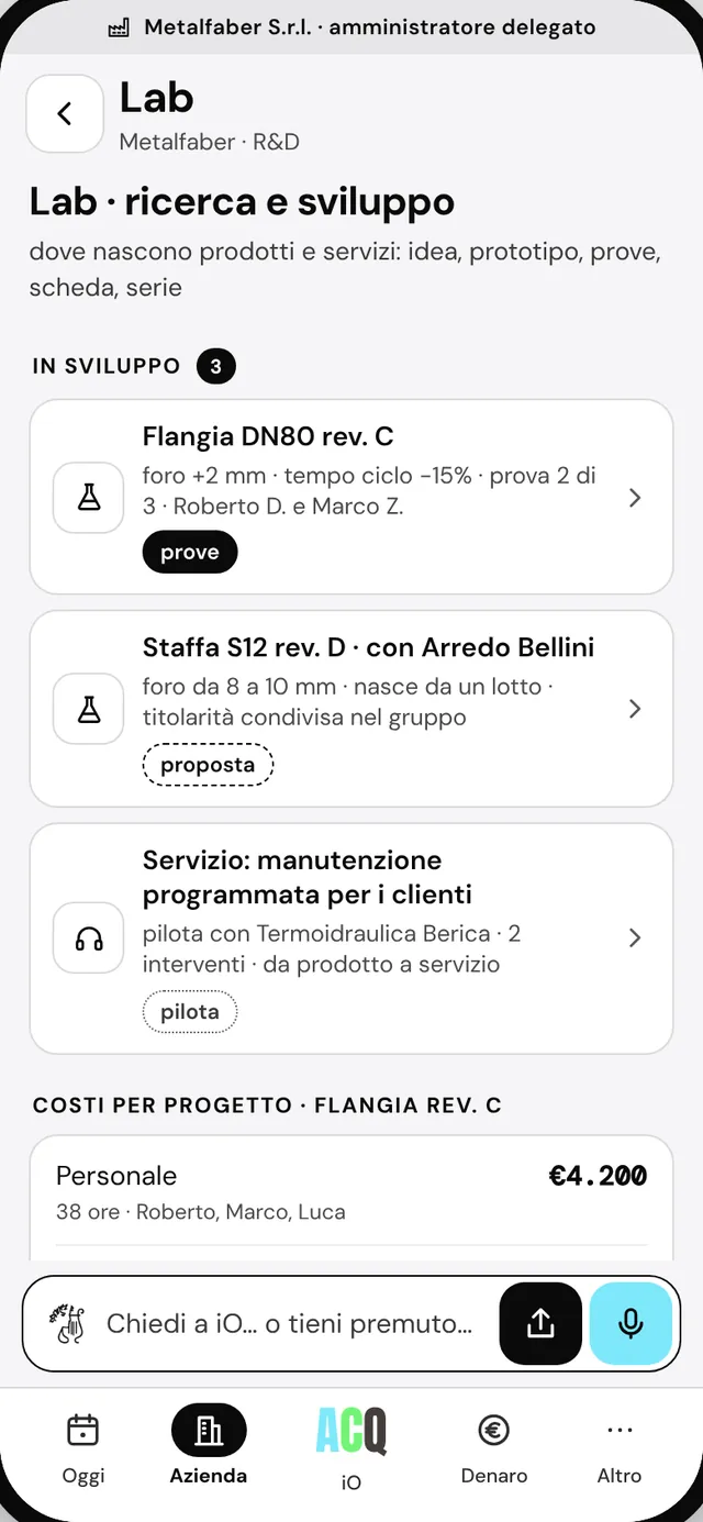 Il Lab sul telefono di Andrea: tre progetti in sviluppo e i costi per progetto