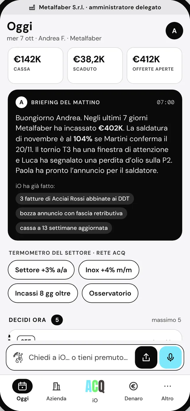 Oggi · l’amministratore delegato