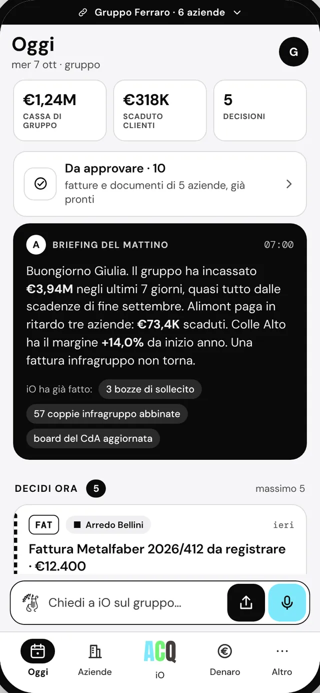Il telefono della presidente del gruppo: le decisioni di oggi