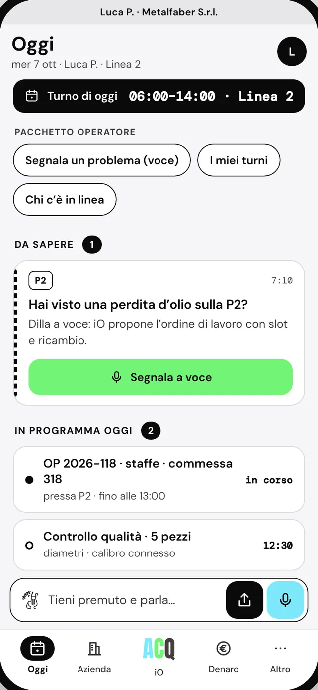 Oggi · l’operatore di linea