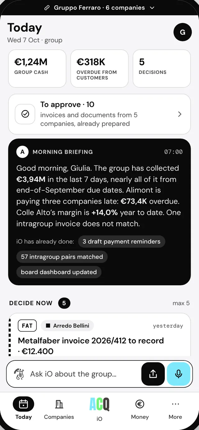 The group chair's phone: today's decisions